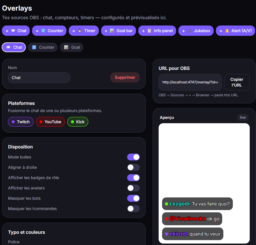 Éditeur d'overlay